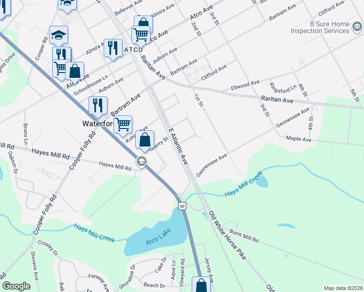 map of restaurants, bars, coffee shops, grocery stores, and more near 2212 Sherman Avenue in Atco