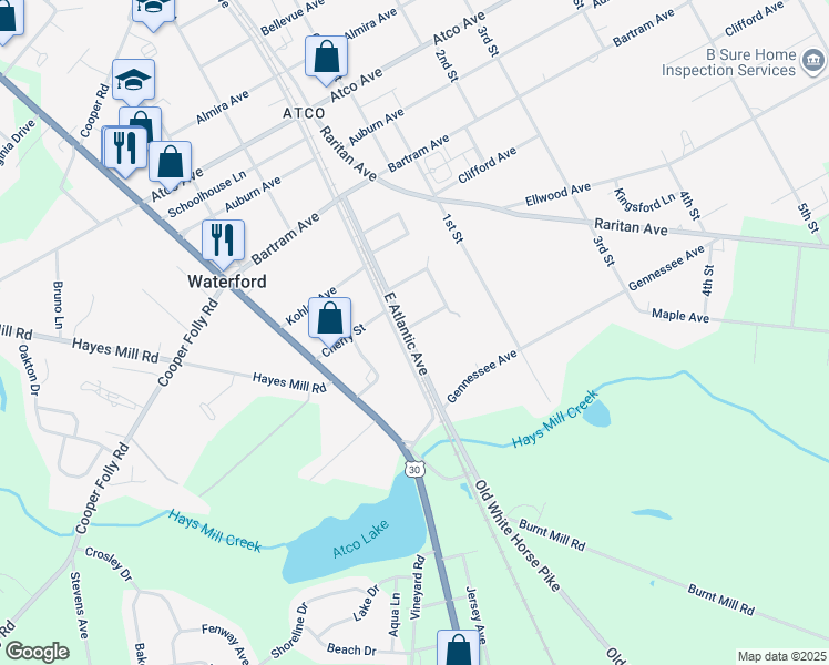 map of restaurants, bars, coffee shops, grocery stores, and more near 520 East Atlantic Avenue in Atco