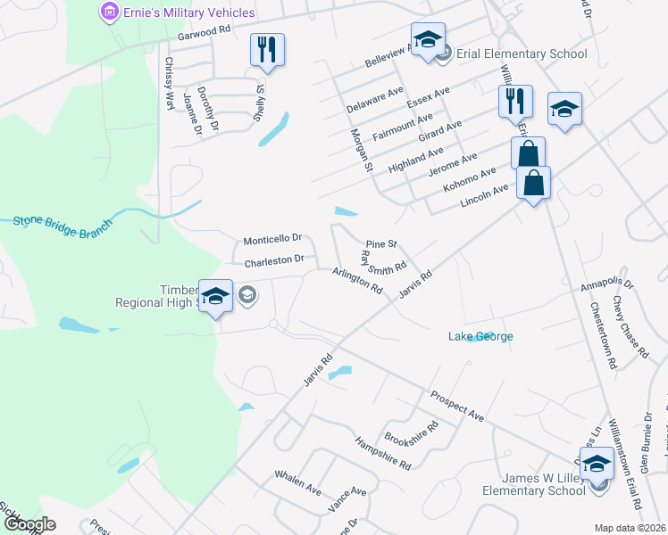 map of restaurants, bars, coffee shops, grocery stores, and more near 27 Forrest Drive in Gloucester Township