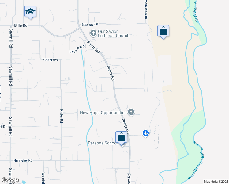 map of restaurants, bars, coffee shops, grocery stores, and more near Pentz Road in Paradise