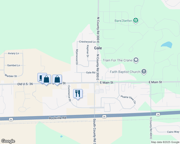 map of restaurants, bars, coffee shops, grocery stores, and more near 104 Gale Road in Danville