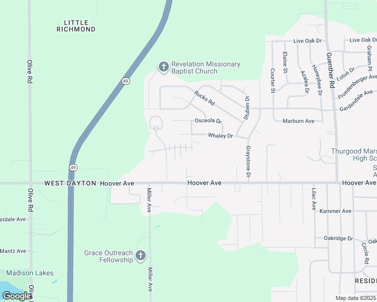 map of restaurants, bars, coffee shops, grocery stores, and more near 5300 Joshua Tr in Dayton
