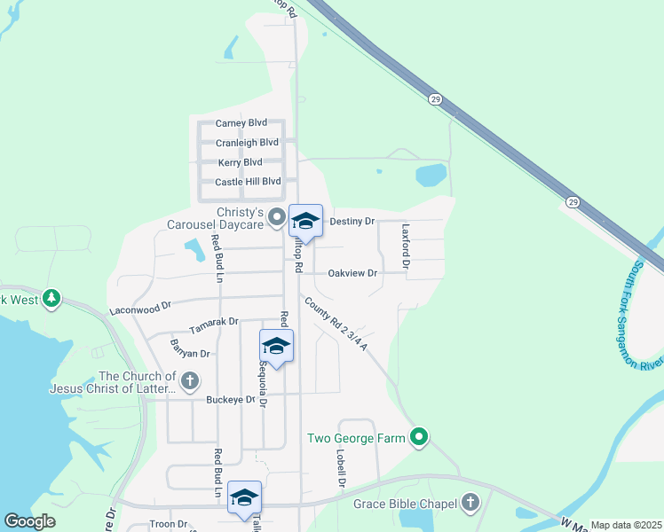 map of restaurants, bars, coffee shops, grocery stores, and more near 3913 Oakview Drive in Springfield