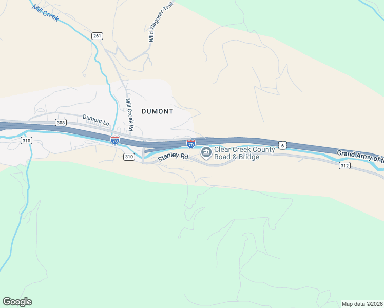 map of restaurants, bars, coffee shops, grocery stores, and more near 3647 Stanley Road in Clear Creek County