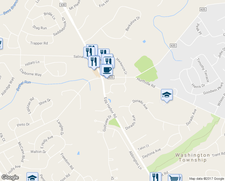 map of restaurants, bars, coffee shops, grocery stores, and more near 9 Rhonda Court in Washington Township