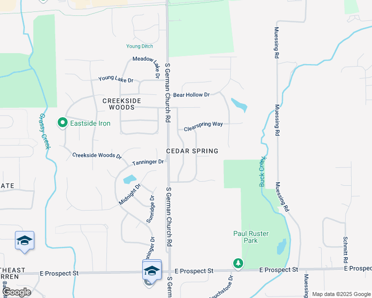 map of restaurants, bars, coffee shops, grocery stores, and more near 435 Garden Grace Drive in Indianapolis