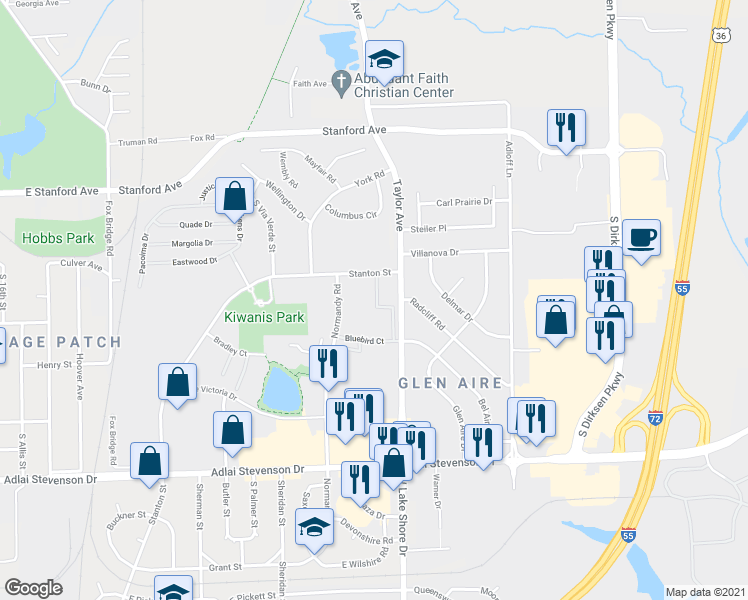 map of restaurants, bars, coffee shops, grocery stores, and more near 2925 Taylor Avenue in Springfield