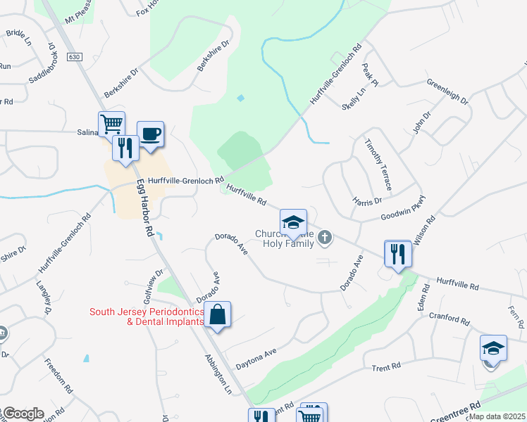 map of restaurants, bars, coffee shops, grocery stores, and more near 246 Hurffville Road in Washington Township