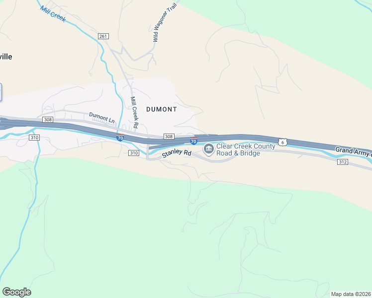 map of restaurants, bars, coffee shops, grocery stores, and more near 3647 Stanley Road in Clear Creek County