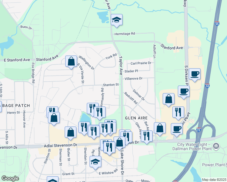 map of restaurants, bars, coffee shops, grocery stores, and more near 2925 Taylor Avenue in Springfield
