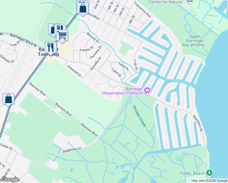 map of restaurants, bars, coffee shops, grocery stores, and more near 22 Gibraltar Court in Barnegat Township