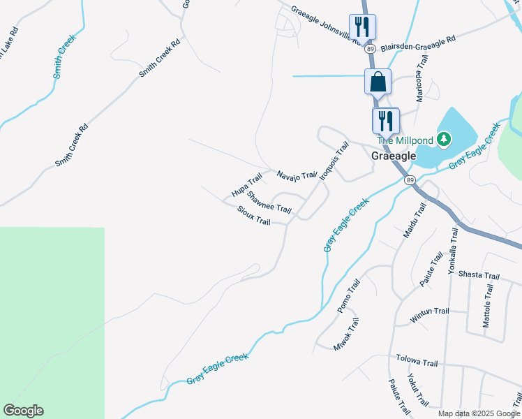 map of restaurants, bars, coffee shops, grocery stores, and more near 6-16 Sioux Trail in Graeagle