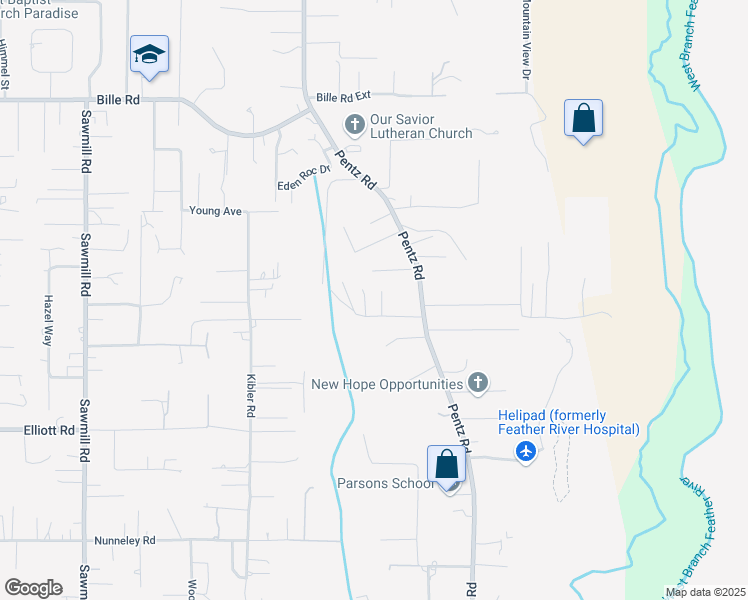 map of restaurants, bars, coffee shops, grocery stores, and more near 1771 Heynen Road in Paradise
