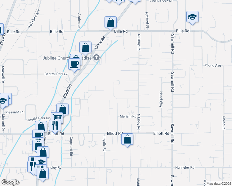 map of restaurants, bars, coffee shops, grocery stores, and more near 5970 Del Mar Avenue in Paradise