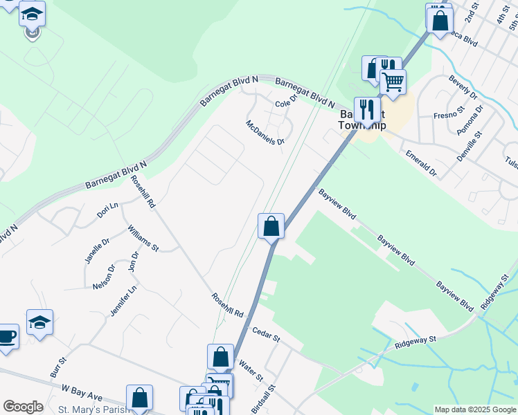 map of restaurants, bars, coffee shops, grocery stores, and more near 257 Hawthorne Lane in Barnegat Township