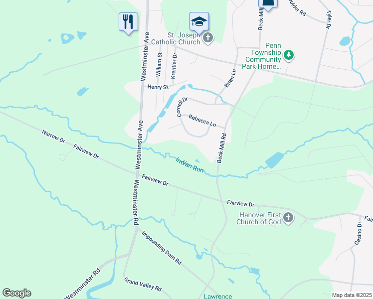map of restaurants, bars, coffee shops, grocery stores, and more near 1669 Beck Mill Road in Hanover