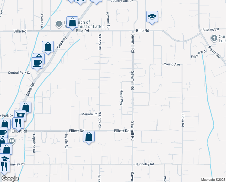 map of restaurants, bars, coffee shops, grocery stores, and more near 1439 Powell Lane in Paradise