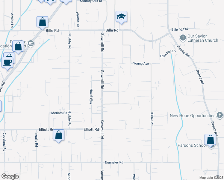 map of restaurants, bars, coffee shops, grocery stores, and more near 1570 Sawpeck Way in Paradise