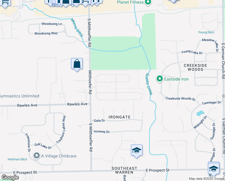 map of restaurants, bars, coffee shops, grocery stores, and more near 548 Ironstone Court in Indianapolis