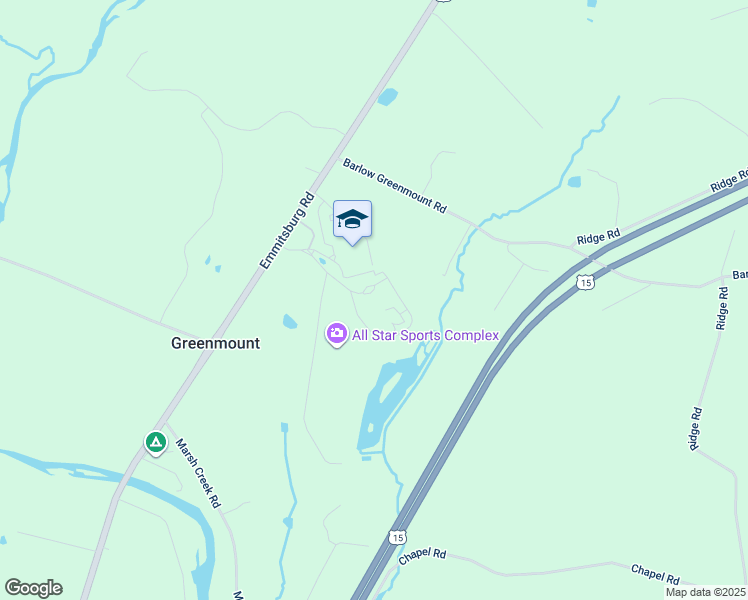 map of restaurants, bars, coffee shops, grocery stores, and more near 2636 Emmitsburg Road in Gettysburg