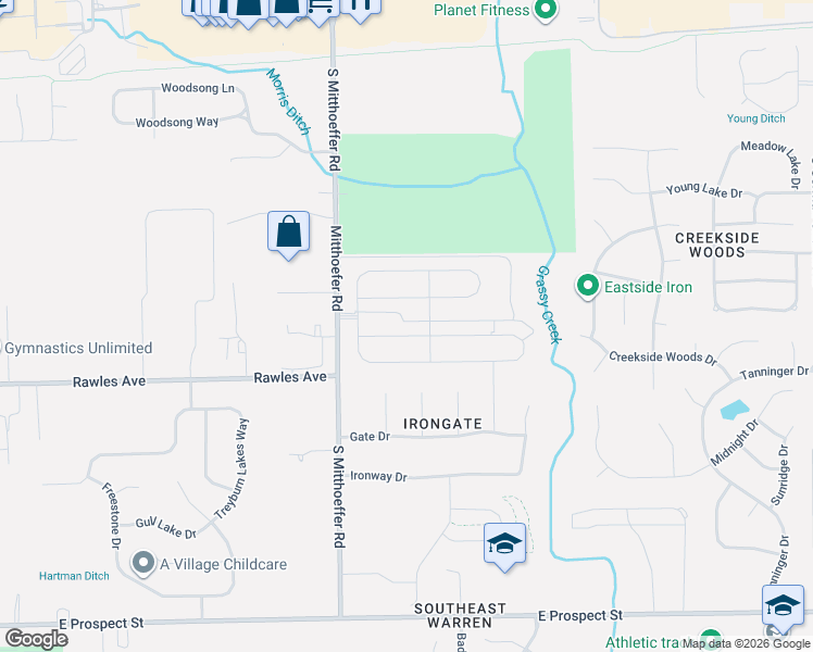 map of restaurants, bars, coffee shops, grocery stores, and more near 548 Ironstone Court in Indianapolis