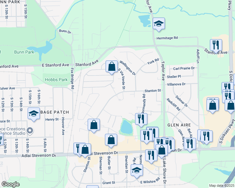 map of restaurants, bars, coffee shops, grocery stores, and more near in Springfield