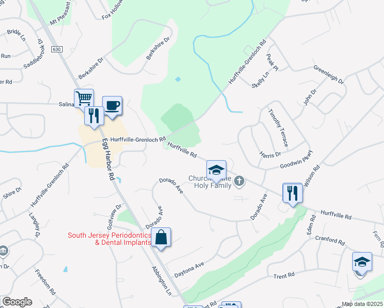 map of restaurants, bars, coffee shops, grocery stores, and more near 246 Hurffville Road in Washington Township