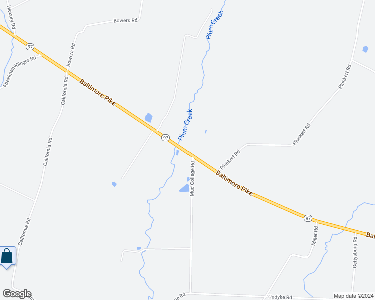 map of restaurants, bars, coffee shops, grocery stores, and more near 4084 Baltimore Pike in Littlestown