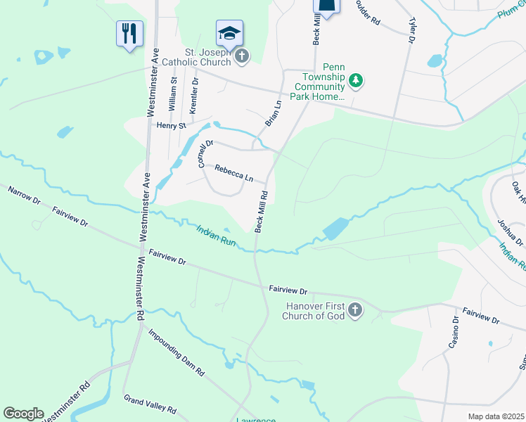 map of restaurants, bars, coffee shops, grocery stores, and more near 1480 Beck Mill Road in Hanover