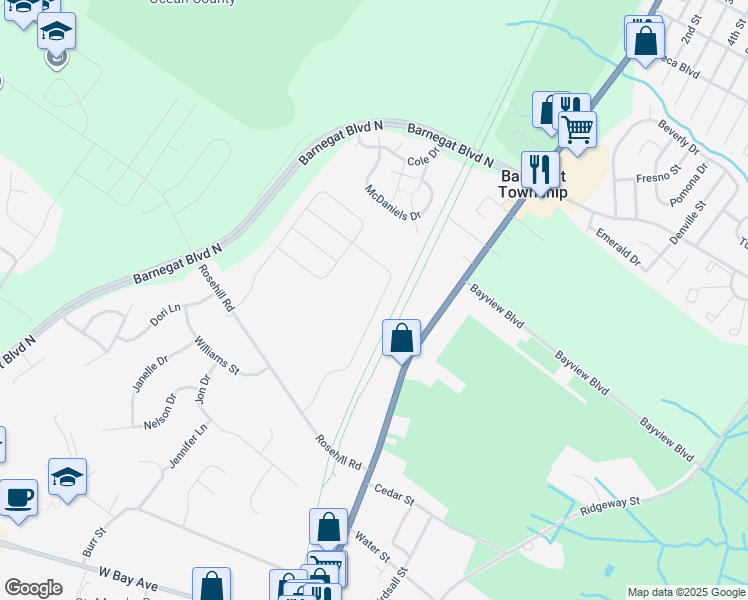 map of restaurants, bars, coffee shops, grocery stores, and more near 252 Hawthorne Lane in Barnegat Township