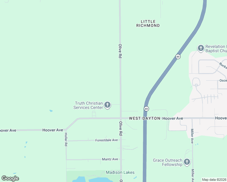 map of restaurants, bars, coffee shops, grocery stores, and more near 1259 Olive Road in Trotwood