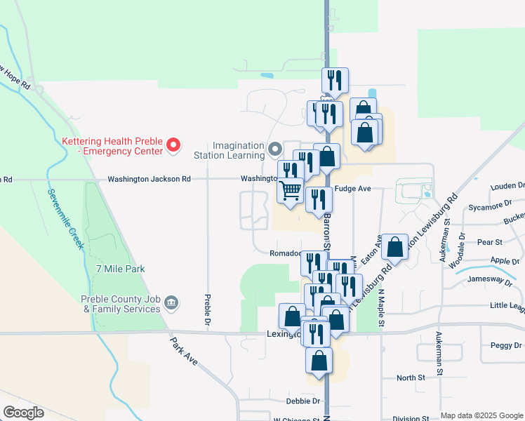 map of restaurants, bars, coffee shops, grocery stores, and more near 518 Silver Crossing in Eaton