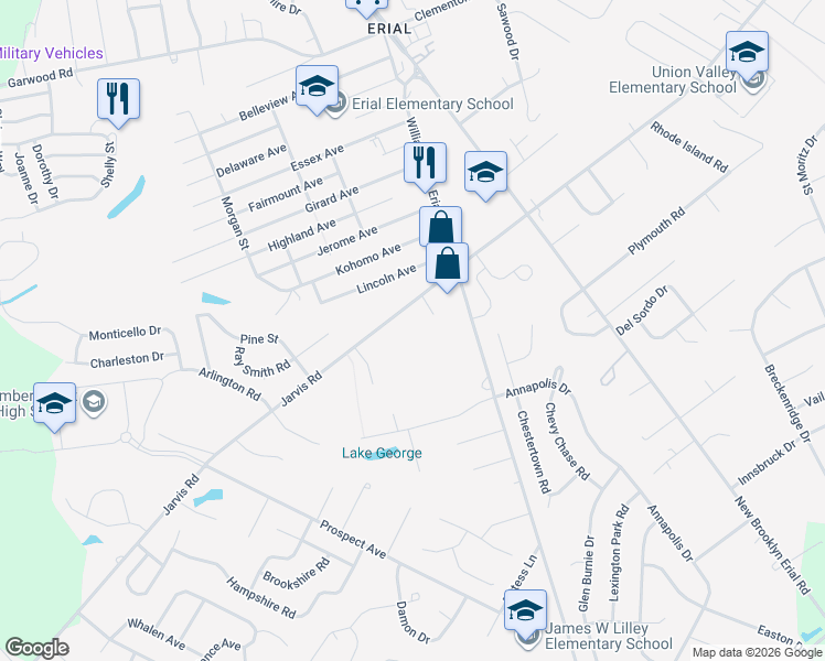 map of restaurants, bars, coffee shops, grocery stores, and more near 830 Jarvis Road in Sicklerville