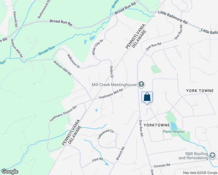 map of restaurants, bars, coffee shops, grocery stores, and more near 12 Okie Drive in Landenberg