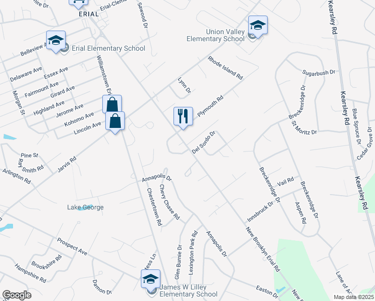 map of restaurants, bars, coffee shops, grocery stores, and more near 145 Kenwood Drive in Gloucester Township