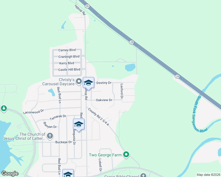 map of restaurants, bars, coffee shops, grocery stores, and more near 4012 Destiny Drive in Springfield