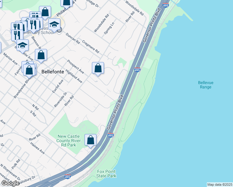 map of restaurants, bars, coffee shops, grocery stores, and more near 333 Governor House Circle in Wilmington