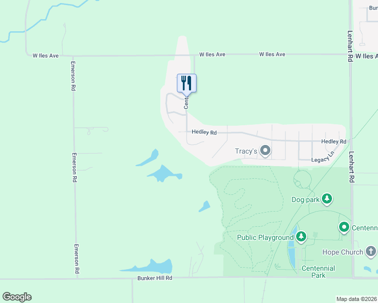 map of restaurants, bars, coffee shops, grocery stores, and more near Centennial Drive in Springfield
