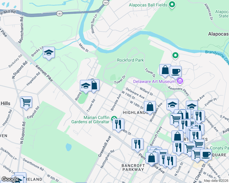 map of restaurants, bars, coffee shops, grocery stores, and more near 1808 Mount Salem Lane in Wilmington