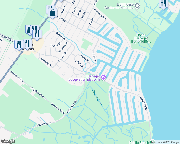 map of restaurants, bars, coffee shops, grocery stores, and more near in Barnegat Township