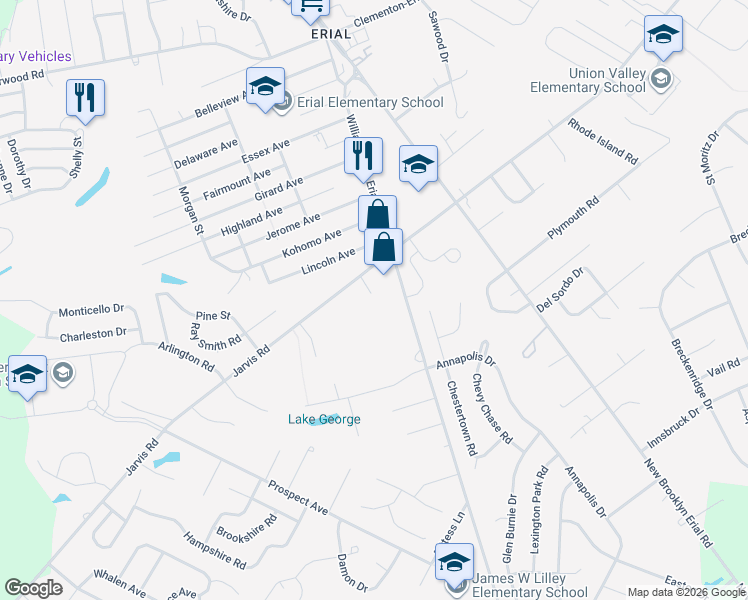 map of restaurants, bars, coffee shops, grocery stores, and more near 852 Jarvis Road in Sicklerville