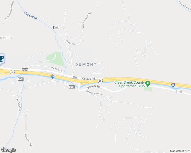 map of restaurants, bars, coffee shops, grocery stores, and more near 83 County Road 308 in Downieville-Lawson-Dumont