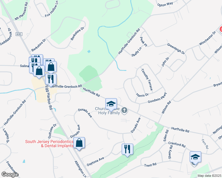 map of restaurants, bars, coffee shops, grocery stores, and more near 22 Joann Court in Washington Township