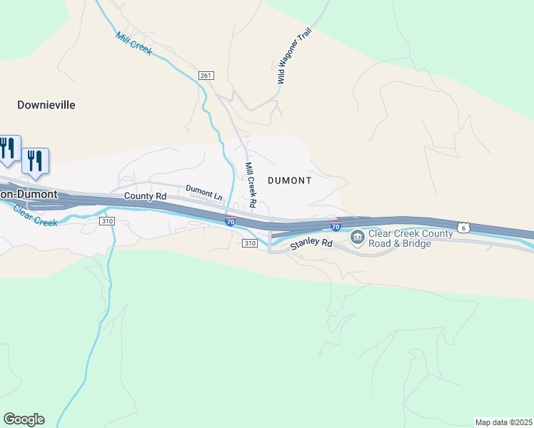 map of restaurants, bars, coffee shops, grocery stores, and more near 247 County Road in Downieville-Lawson-Dumont