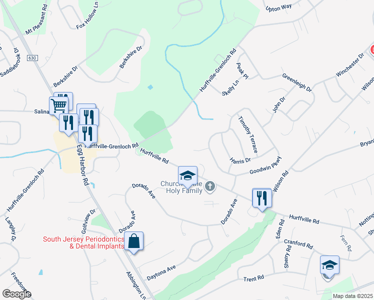 map of restaurants, bars, coffee shops, grocery stores, and more near 22 Joann Court in Washington Township