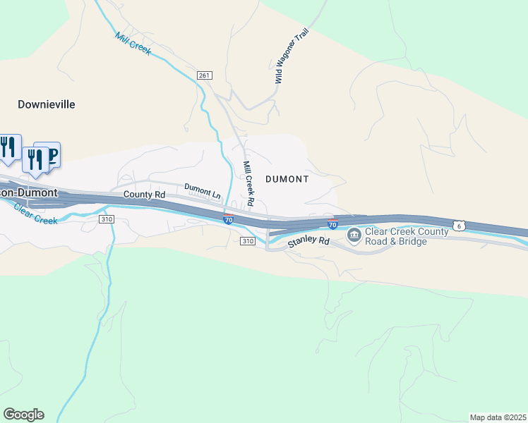 map of restaurants, bars, coffee shops, grocery stores, and more near 247 County Road in Downieville-Lawson-Dumont