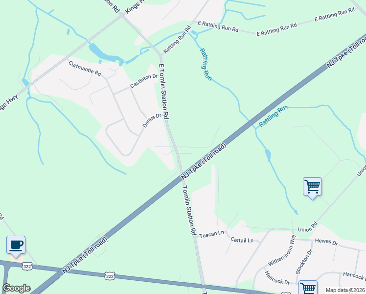 map of restaurants, bars, coffee shops, grocery stores, and more near 78 East Tomlin Station Road in Mickleton