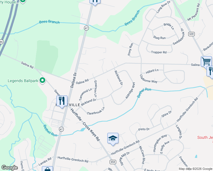 map of restaurants, bars, coffee shops, grocery stores, and more near 2 Kimberlee Court in Washington Township