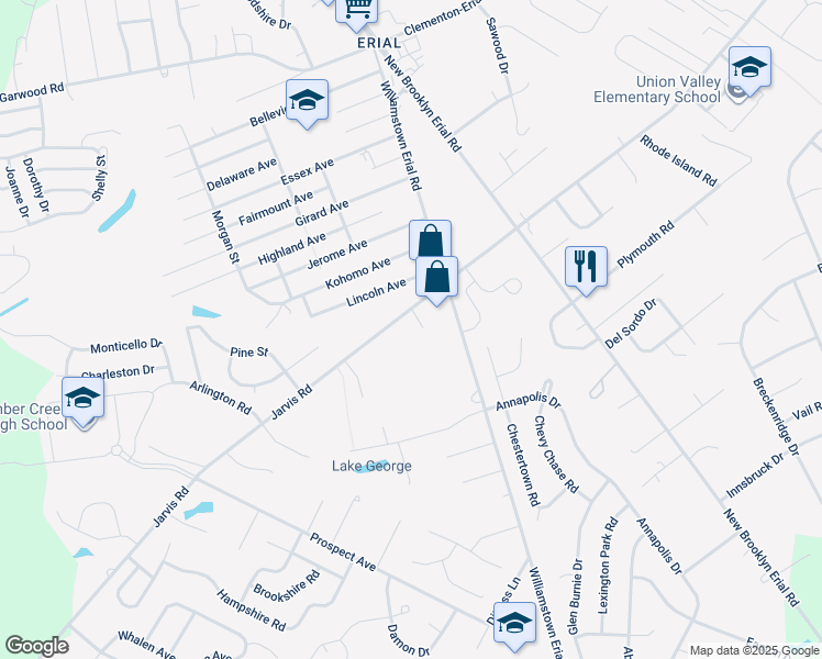 map of restaurants, bars, coffee shops, grocery stores, and more near 840 Jarvis Road in Sicklerville