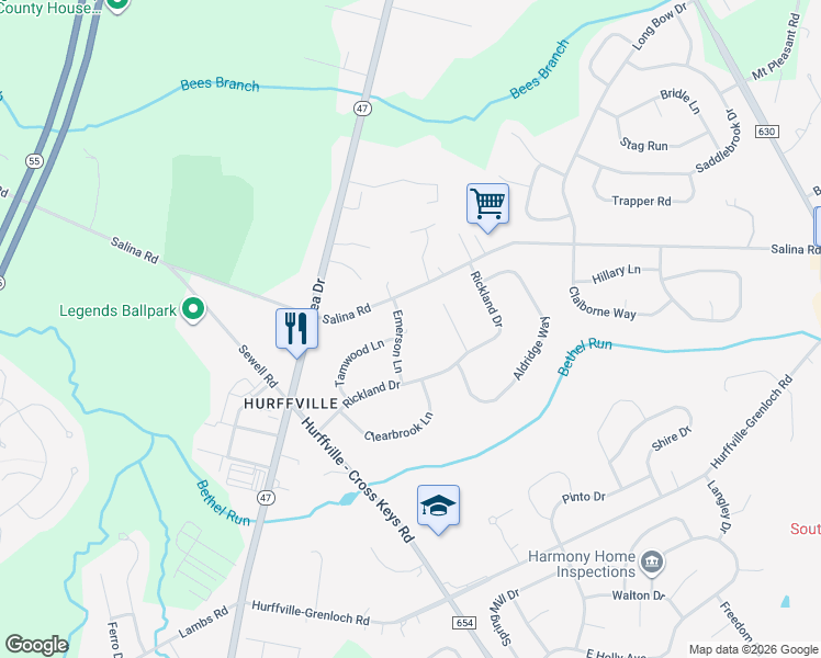 map of restaurants, bars, coffee shops, grocery stores, and more near 7 Emerson Lane in Washington Township